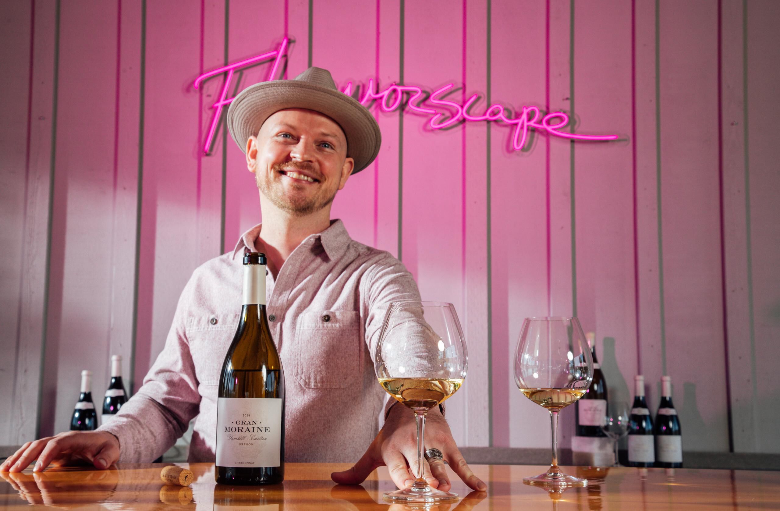 Gran Moraine winemaker at wine bar. Gran Moraine winemaker at wine bar.